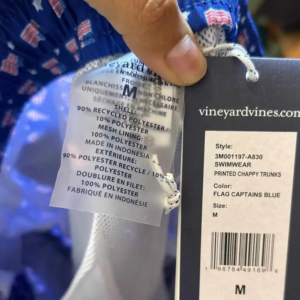 Vineyard Vines Boys Printed Chappy Trunks Medium Flag Captains Patriotic NWT